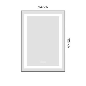 Specchio da Bagno a LED da Parete 24 x 32 Pollici con Cornice in Alluminio, Retroilluminazione e Illuminazione Frontale, Anti-Appannamento, Memoria 3, Specchio per Vanità - Product Image 5