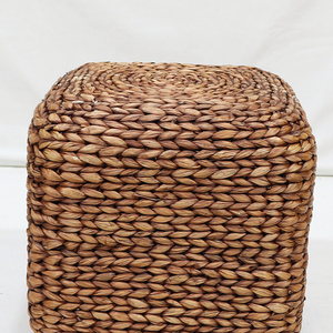 Pouf cube en rotin tressé fait main, style rustique moderne, meubles de salon, décoration intérieure - Product Image 6