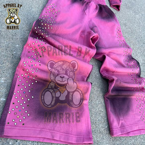 Wholesale Custom Oversized Rhinestones Tracksuit For <b>Men</b> Cotton PC Blend OEM Private label Midweight <b>Men</b> Sportswear Jogging Set - Product Image 2