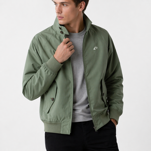 OEM Custom Plain Nylon Windbreaker <b>jacket</b> <b>Men</b>’s Stand Collar Zip Up Bomber <b>Jacket</b> <b>Lightweight</b> Ribbed Hem Casual Outerwear Supply - Product Image 4