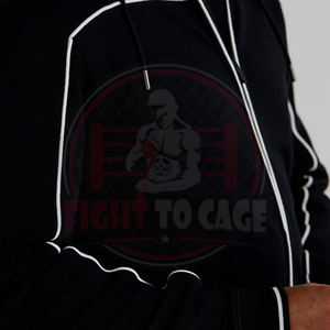 Service OEM ODM, tenue chic d'automne pour tous les jours, sweat-shirt à capuche zippé pour homme en coton de haute qualité, couleur noir clair, manches longues, vêtements décontractés - Product Image 6