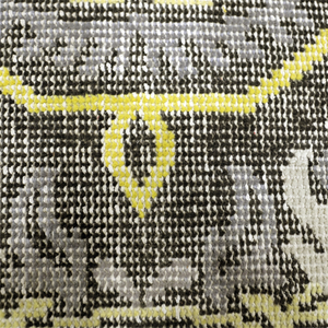 Alfombra de Lana con Medallón Geométrico Color Mostaza Gris, Diseño Moderno de Rejilla, Ecológica, Antideslizante, para Sala de Estar u Hotel - Product Image 4