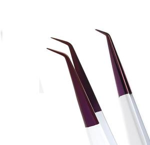 Pince à épiler pour cils de qualité supérieure, pointe pointue violette, métal acier blanc, pour cils et maquillage beauté - Product Image 3