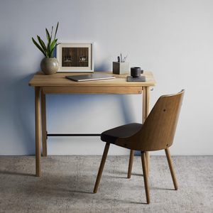 Escritorio de Madera Sólida con Cajón, Escritorio de Computadora de Madera Moderno de Mediados de Siglo para Oficina en Casa, Estación de Trabajo, Madera Natural - Product Image 2