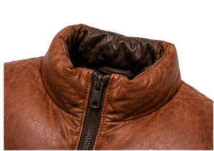 Gilet matelassé en cuir d'agneau véritable pour homme, style matelassage losanges, effet vieilli, sans manches - Product Image 4