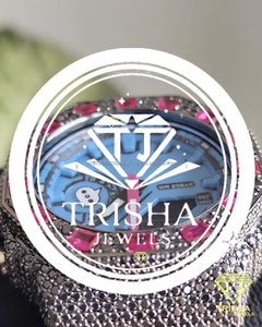 นาฬิกาเพชรโมอิสซาไนต์ VVS สุดพิเศษ ตัวเรือนเงินแท้ 925 พร้อมขอบสีชมพูและหน้าปัดสีน้ำเงิน - Product Image 2