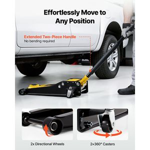 Martinetto idraulico da officina in acciaio da 3 tonnellate (6614 libbre) a basso profilo con doppio pistone e sollevamento rapido, con carrello - Product Image 6