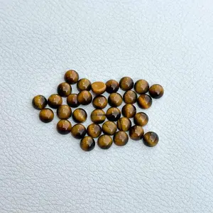 Haute qualité 4mm naturel oeil de tigre rond Cabochons pierre précieuse en vrac pierre Semi précieuse pour la fabrication de bijoux excellent prix - Product Image 3