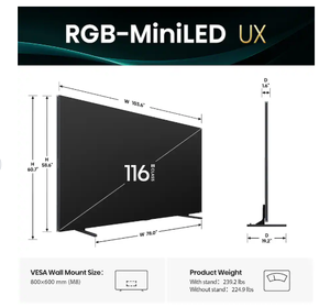 Nouvelle télévision intelligente Google TV 4K UHD HDR RGB-MiniLED de la série UX de 116 pouces (2025) - Product Image 4