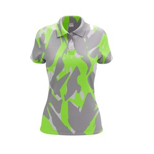 Polo de manga corta para mujer, color rosa, amarillo, estampado de camuflaje, ropa deportiva informal transpirable - Product Image 2