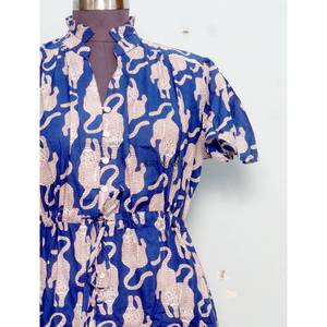 Vestido Corto con Estampado Floral para Mujer, Estilo Boho Chic, Midi de Verano, 100% Algodón, Corte en A, Informal, para la Playa, Vacaciones, Ligero, para Fiestas - Product Image 3