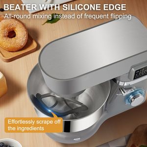 Robot pâtissier électrique 660W, 6 vitesses, avec écran LCD, minuterie, tête inclinable, bol en acier inoxydable de 5,8 litres - Product Image 4
