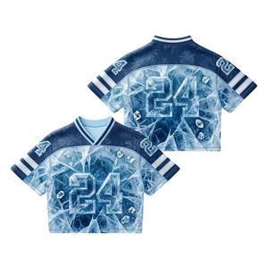 Maillot de football américain personnalisé pour homme, imprimé Galaxy 24, sublimation, col en V, manches courtes, polyester respirant, vêtements de sport - Product Image 5