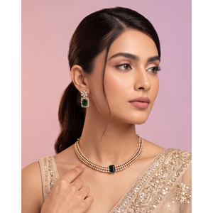 Indian Ethnic Komal Victorian Premium Hasli Gold Plated Bridal Earring <b>Set</b> - Product Image 1