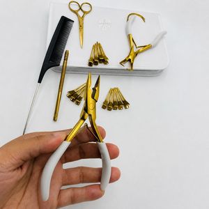 Luminex Hair Extension Tool Kit Gold Plated Metal Pliers Scissors Combs For Installation And <b>Removal</b> - Product Image 2