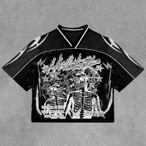 Short Sleeve Front <b>Logo</b> Sublimation Transfer Print Polyester/Cotton Jersey 320g Men's Sporty V-Neck Breathable Quick Dry - Product Image 5