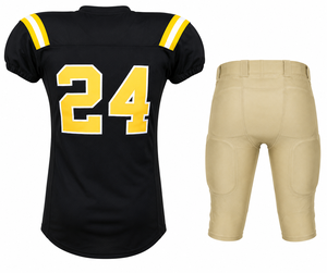 Ensemble d'uniformes de football américain style mode noir et jaune, numéro 24, unisexe adulte, respirant, en polyester, vente en gros - Product Image 2