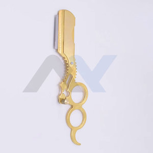 มีดโกนตัดผมตรงแบบมืออาชีพ ด้ามจับมีดโกนแบบ Shavette สแตนเลส วงแหวนคู่ สำหรับร้านตัดผม - Product Image 3