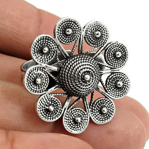 Hot Sale Retro Design Flower <b>Ring</b> Crafted From High Quality 925 Sterling Silver Handmade Bohemian Design Traditional Jewelry - Product Image 3