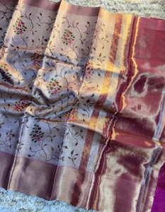 Sari de Tela Banarasi Bordado KV (Rosa) - Product Image 6