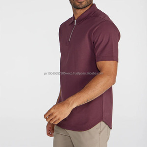 Polo pour homme à séchage rapide, extensible dans les 4 sens, style zippé, respirant, uni, vêtements de golf - Product Image 4