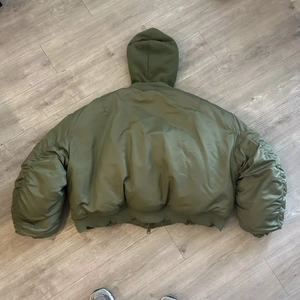 Men's Olive Green Hooded Puffer Jacket <b>Thick</b> <b>Winter</b> <b>Coat</b> Casual Zipper Closure Loose Fit Solid Color Nylon Shell Windproof - Product Image 2