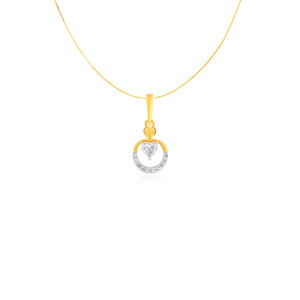 Pendentif en or jaune pour femme avec diamants de laboratoire taille cœur et taille ronde, idéal pour un usage quotidien romantique - Product Image 2