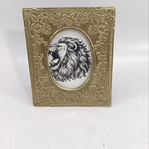 Modern Home Decor Indian Handmade Metal Brass Square <b>Wall</b> Hanging Photo <b>Frame</b> Gold Finished Handcrafted Border - Product Image 2