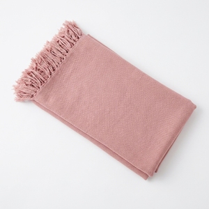 Plain Throw Pink Woven Soft Fabric Solid Long Lightweight Decorative Throw <b>Blanket</b> Home Textile Scarves <b>Shawls</b> Sofa Bed Coverlet - Product Image 1