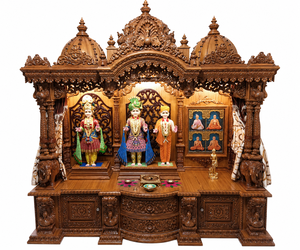 Big Size SwamiNarayan <b>Mandir</b> Home Teak Wood Heavy Carved Customized Pooja <b>Mandir</b> Luxury Design Large <b>Mandir</b> with Storage Cabinet - Product Image 2