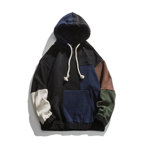 Sweat à capuche unisexe surdimensionné en molleton de qualité supérieure, style streetwear, patchwork multicolore pour hommes - Product Image 1
