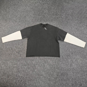 เสื้อยืดโอเวอร์ไซส์พิมพ์ลายตามสั่ง ผ้าฝ้ายออร์แกนิควินเทจ แขนสั้นวาฟเฟิลสองชั้น แต่งขาดแบบดิสเทรส ล้างสีด้วยกรด - Product Image 5
