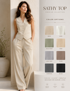 Nuevo Conjunto de Dos Piezas para Verano - Chaleco Beige sin Mangas Transpirable con Detalle de Botones y Pantalones Casuales Chic para Mujer - Product Image 4