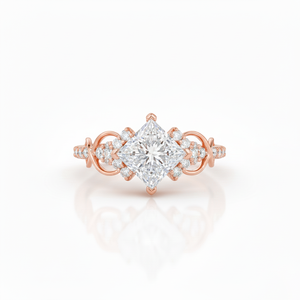 แหวนเพชรแล็บโกรว์ทรงปรินเซสคัท ทองคำแท้ 14K 18K ดีไซน์อินฟินิตี้ด้านข้าง สำหรับงานหมั้นและงานแต่งงาน จาก Wonderful Manufacturing - Product Image 4