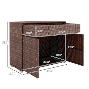 Armadio Contenitore Impermeabile in Rattan PE per Esterni con Cassetto, Marrone Misto, per Piscina Interna ed Esterna - Product Image 3