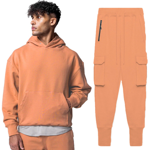 Custom Print Logo Men Casual <b>Oversized</b> <b>Hoodies</b> and Sweatpants Joggers Set Contrast <b>Stitch</b> Plain Sweat suit Cotton Sport - Product Image 1