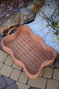 Plateau de pique-nique en osier pour fruits secs, plateau de service alimentaire tressé naturel, panier décoratif en osier pour noix, fruits secs et collations - Product Image 4