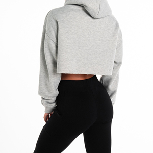 Sweat à capuche oversize uni gris à manches régulières, coupe décontractée, unisexe, en molleton tricoté, pour l'hiver, 100% coton - Product Image 6
