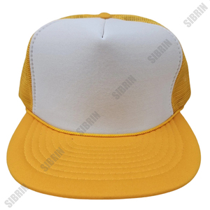 Casquette Trucker SIBRIN personnalisée à 5 panneaux, blanche et jaune, en maille, à visière plate, pour Motorsport, Skateboard, Activités de plein air, Streetwear, Décontractée, Sportive - Product Image 2