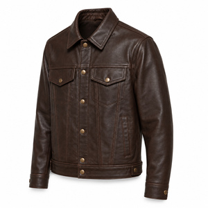 Chaqueta de Motociclista de Cuero Genuino para Hombre, Estilo Vintage, Invierno, con Cuello Alto, Cierre de Cremallera, Diseño Personalizado - Product Image 4