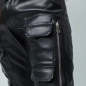 Pantalones de Cuero de Moda Urbana, Pantalones Casuales de Cintura Alta con Cierre, Pantalones de Cuero PU, Servicio OEM Personalizado - Product Image 2