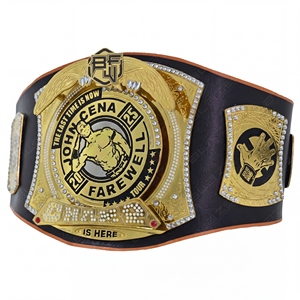 Ceinture de musculation de champion personnalisée, double boucle, imprimée numériquement, en cuir de vachette, avec fermoir en laiton, John Cena Last Time, confortable, Taekwondo - Product Image 1