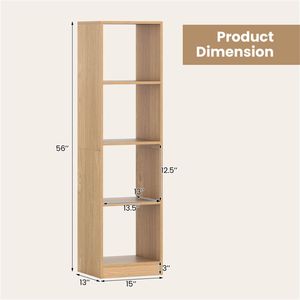 Libreria Stretta a 5 Ripiani Salvaspazio con 4 Cubi Aperti per Soggiorno e Studio, Bellezza Naturale con Certificazione BSCI - Product Image 5