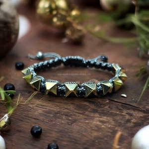 Nuevo diseño Piedra preciosa de calidad superior Hematita dorada Pulseras de pirámide pequeña Pulseras ajustables de curación de pirámide al por mayor - Product Image 5