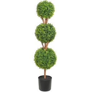 Topiari artificiali di bosso alti 48 pollici, a 3 sfere, piante verdi finte per matrimoni, set da 2 fioriere per topiari - Product Image 6