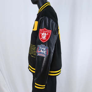 Blouson universitaire tendance à col montant, style streetwear, broderies chenille, patchs, pour homme, collection hiver, style cool, best-seller - Product Image 3