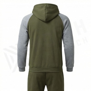 Sweat-shirt à capuche color block pour homme, manches longues, décontracté, avec cordon de serrage, pull à capuche, vert olive, gris, design patchwork, vêtements d'automne - Product Image 2