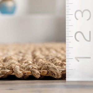 Solid Color Jute Area <b>Rug</b> Rectangle Flat Weave Farmhouse Style Living Room Decor Eco Friendly <b>Thin</b> Pile Spot Clean Backing - Product Image 4