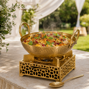Luxury Brass Chafing Dish Food Warmer Hammered Serving Bowl for Hotel Buffet Restaurant Wedding Catering Banquet Tableware Decor - Product Image 4
