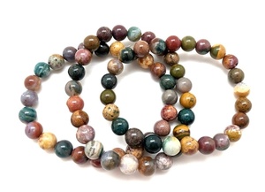 Pulseras Elásticas de Cuentas de Cristal Premium de 8mm para Hombre y Mujer, Estilo Feng Shui, Piedra Natural de Jaspes Oceánicos, Anti-Fatiga, Curativas - Product Image 4